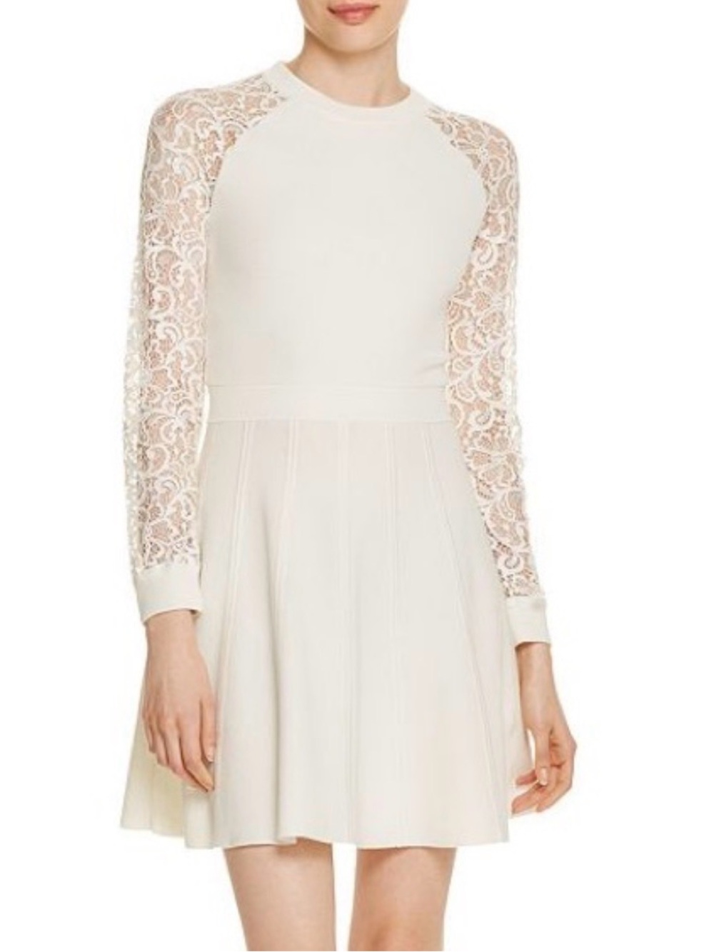 Alice + Olivia Lace-Sleeve Fit & Flare sweater Dress size small # 700